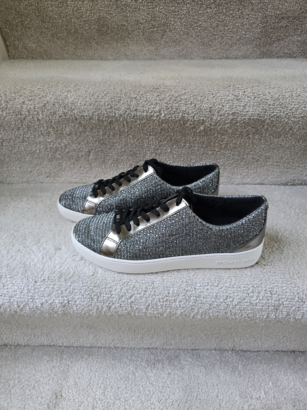 Michael Kors Sparkling Silver Low-Top Lace-Up Sneakers